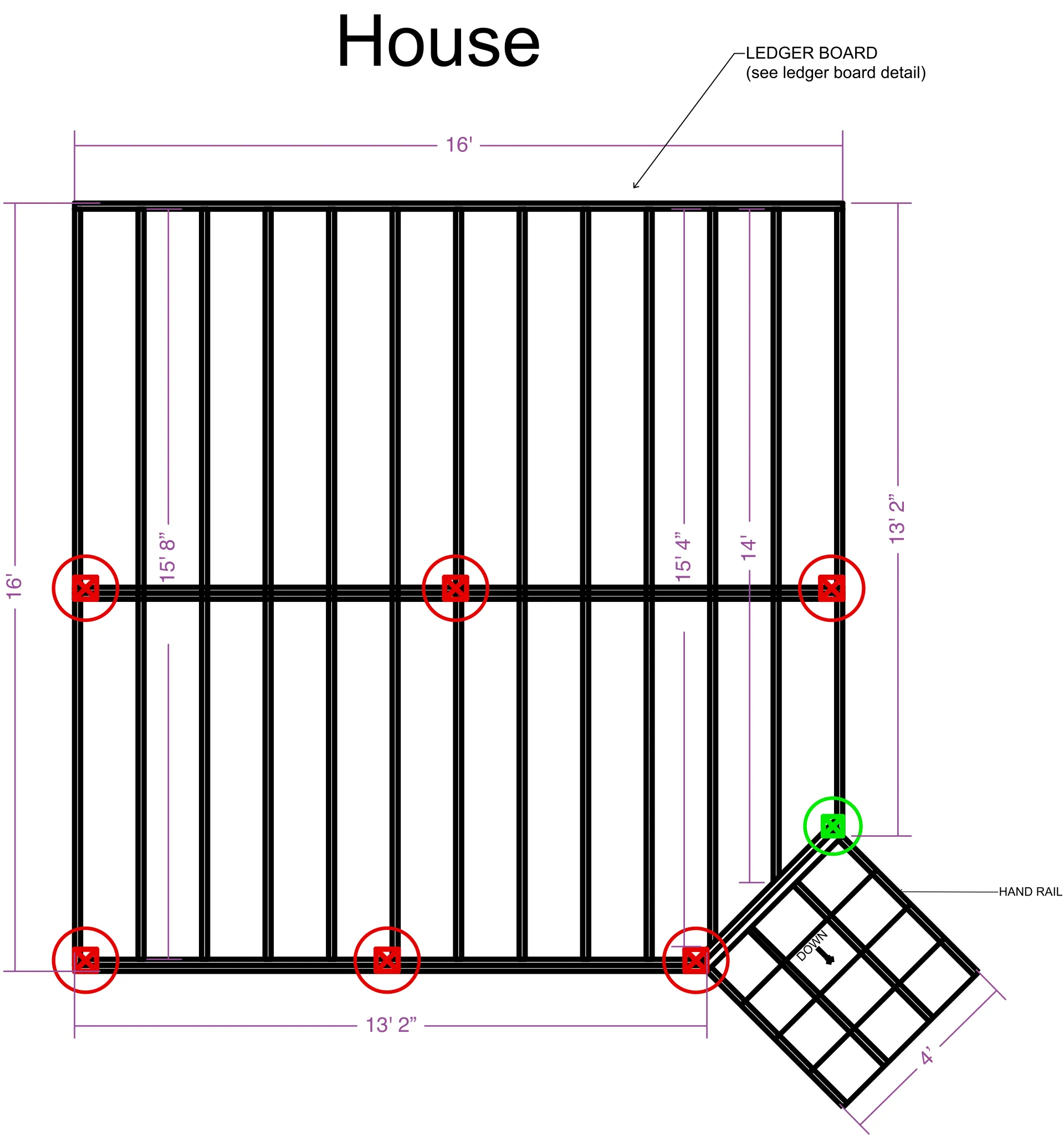 Deck framing blueprint example for estimate planning