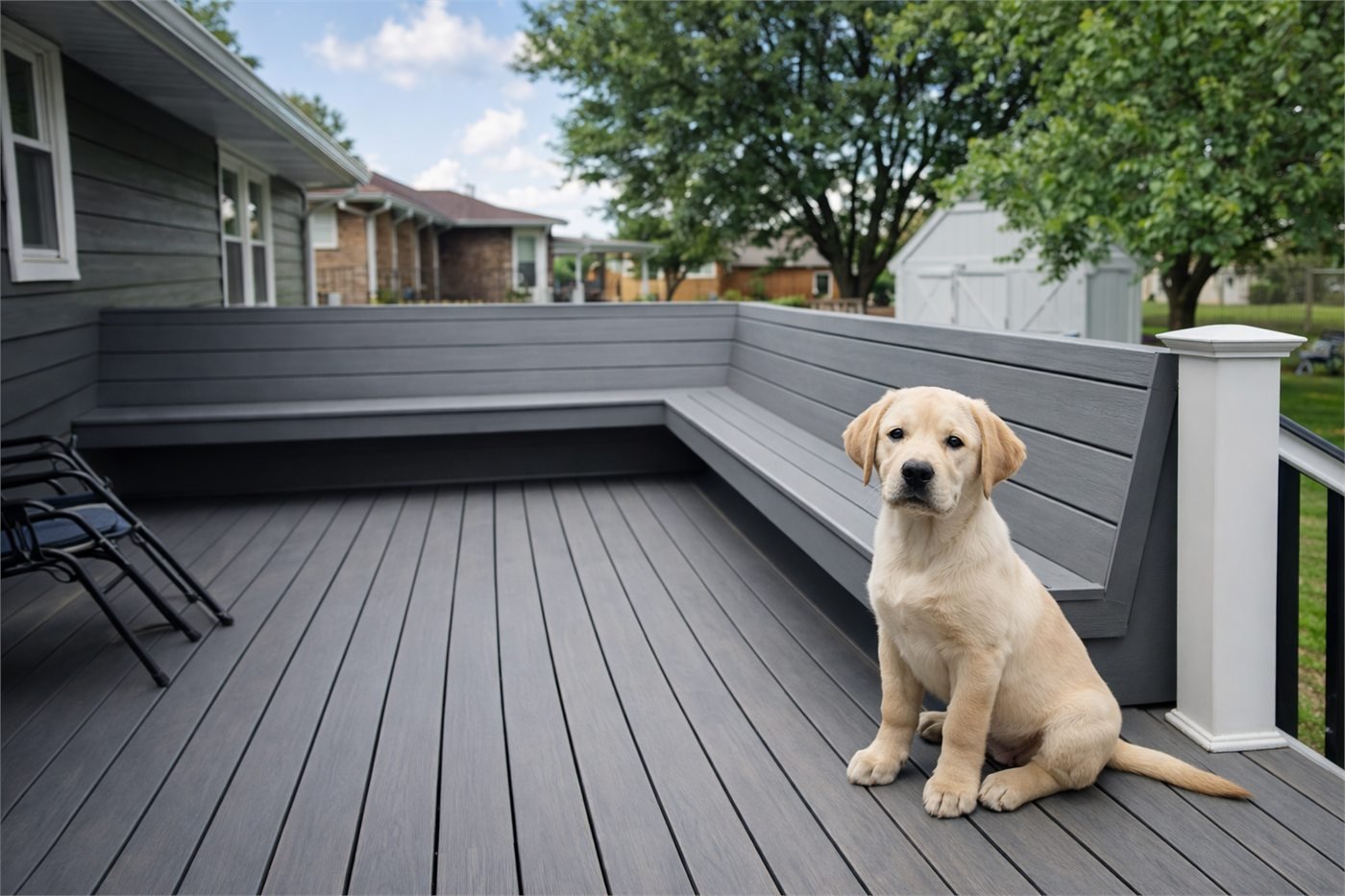 Composite deck detail in Omaha area showing precision board alignment
