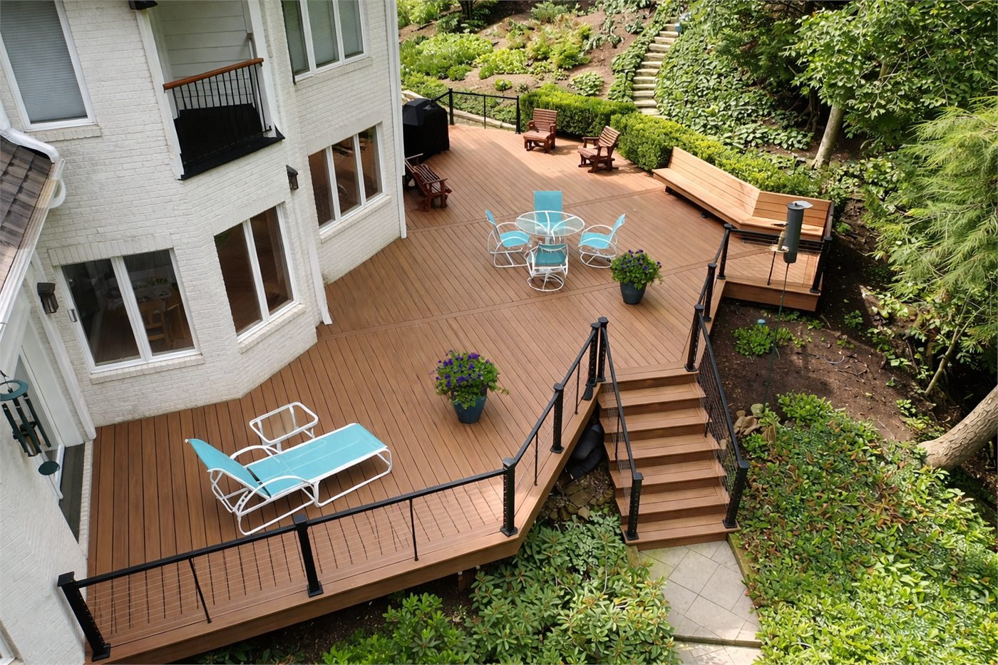 Cedar deck detail with custom trim and finished edge profile